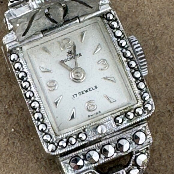 Vintage Elegant 1950\'s Bucherer Ladies Swiss Made Marcasite Peak-A-Boo Watch main image 8